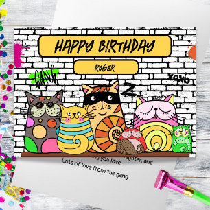 Funny Gangsta Cats Carte d'anniversaire