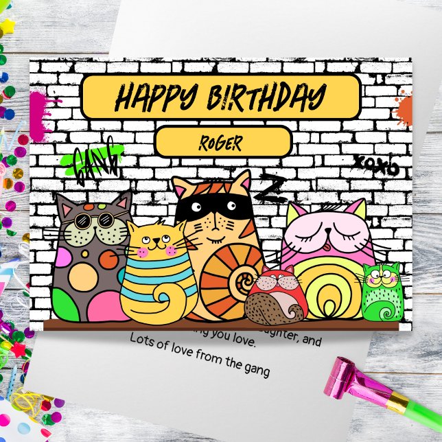 Funny Gangsta Cats Carte d'anniversaire (Funny Gangsta Cats Birthday Card)