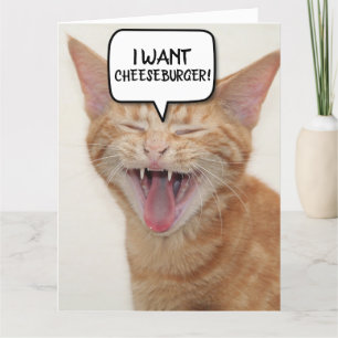FUNNY GINGER CHAT CARTE D'ANNIVERSAIRE JE VEUX-CHE