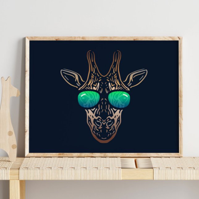 Funny Giraffe | Avec Impression murale de lunettes (Créateur téléchargé)