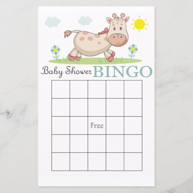 Funny Giraffe baby shower carte de bingo (Devant)
