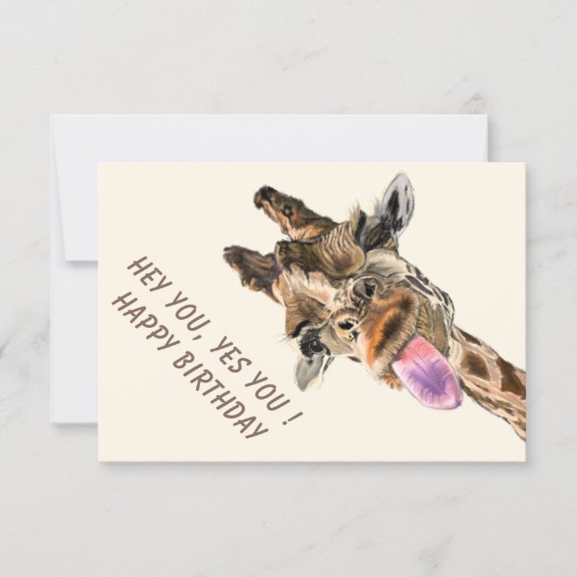 Funny Giraffe Birthday Card (Devant)