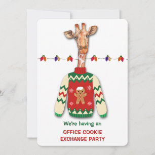 Funny Giraffe Holiday Cookie Exchange Invitation d
