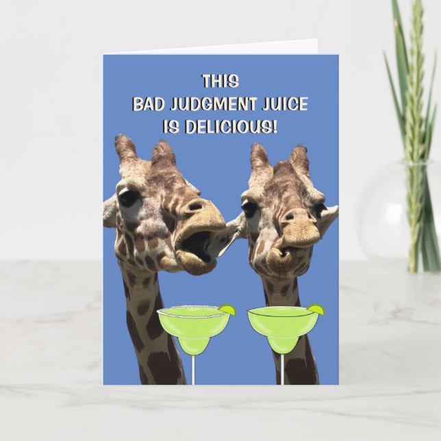 Funny Giraffe Margarita Carte d'anniversaire (Devant)