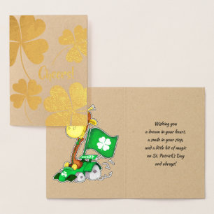 Funny Giraffe St.Patrick's Day Real Foil Cartes