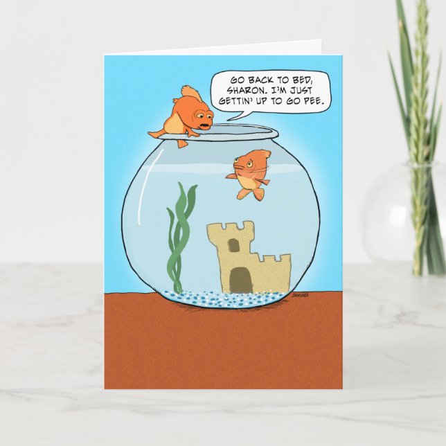 Funny Goldfish Pee Carte d'anniversaire (Devant)