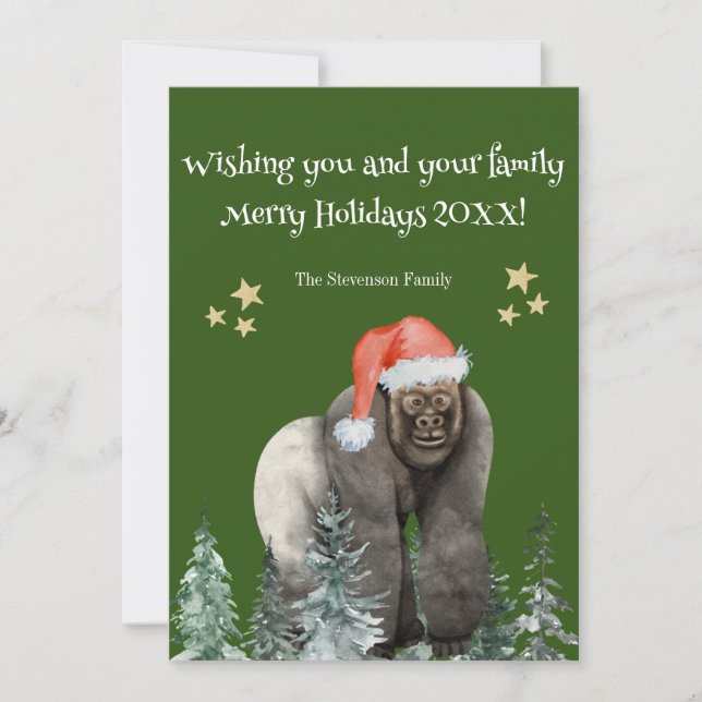 Funny Gorilla Père Noël Joyeux Noël Carte (Devant)