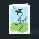 Funny Graduner - Carte de piste de cross-country<br><div class="desc">Un diplômé en course humoristique tenant un Diplôme avec le Grad's Tassel soufflant dans le vent avec Sky et Grass comme arrière - plan. Un cadeau Funny Grad pour le Diplômé du Runner !</div>