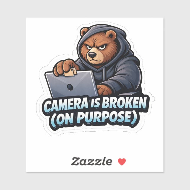 Funny Grizzly Bear Laptop Camera Sticker (Feuille)