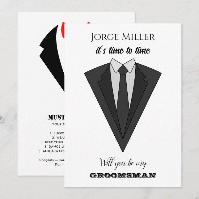 Funny Groomsman  Invitation (Devant / Derrière)