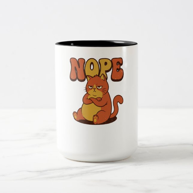 Funny Grumpy Cat "NOPE" Coffee Mug - Cat Lover Gif (Centre)