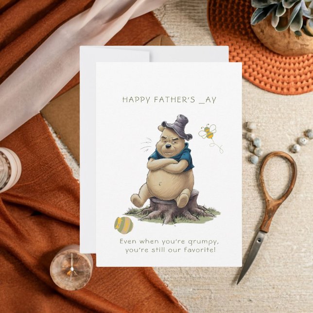 Funny Grumpy Winnie the Pooh carte de Fête des pèr (Bring a smile to Dad's face with our grumpy yet lovable Winnie the Pooh Father's Day card. )