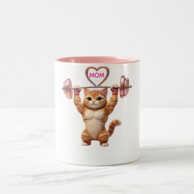 Funny Gym Cat Mom Mug – Mother’s Day Fitness Gift (Centre)