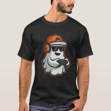 Funny Halloween Ghost Gamer Pixel Video T-Shirt