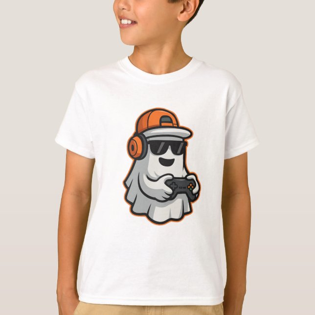 Funny Halloween Ghost Gamer Pixel Video T-Shirt (Devant)