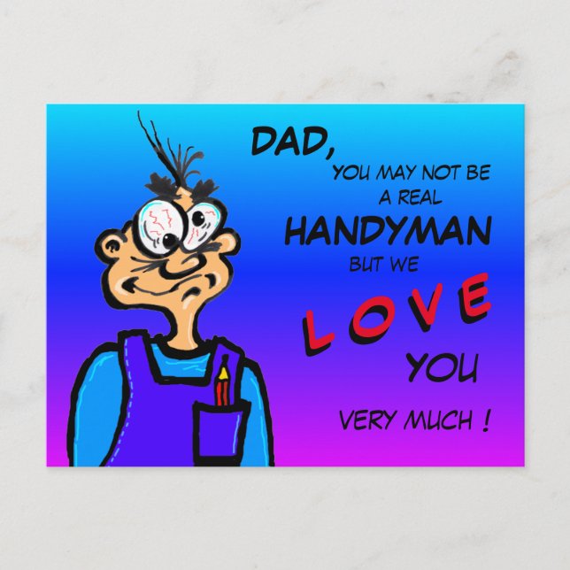 Funny Handyman Catoon carte postale DAD (Devant)