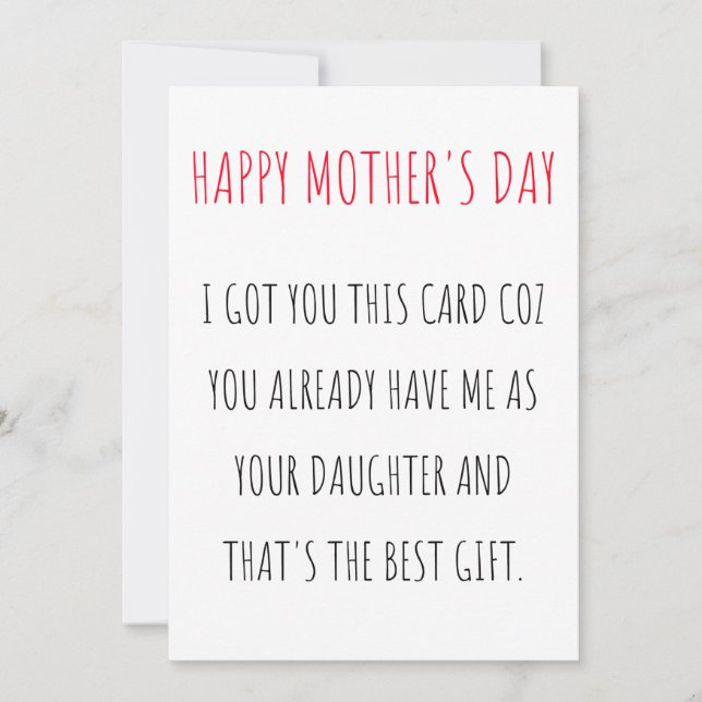 Funny Happy Carte de la fête des mères de la fille (Devant)