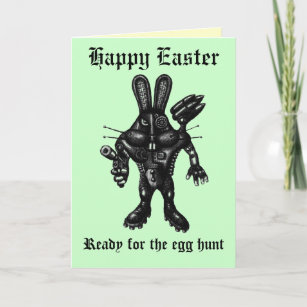Funny Happy Pâques carte avec cyborg lapin