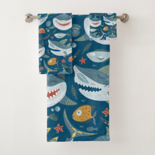 Funny Happy Shark Blue Ocean Motif animal
