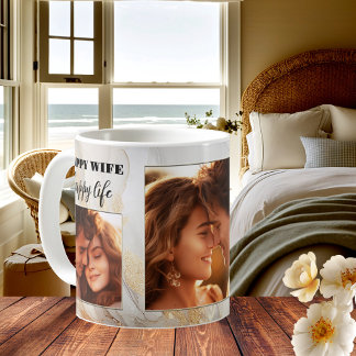 Funny Happy Wife Gold Mariage artistique Mug