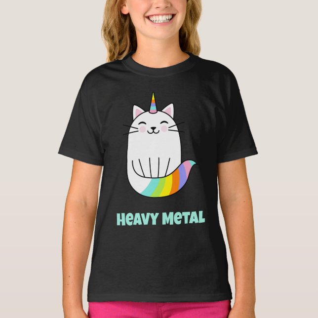 Funny heavy metal licorne arc-en-ciel T-shirt (Devant)