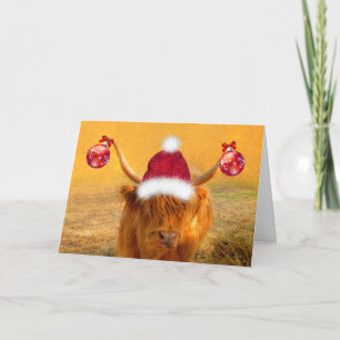 Funny Highland Steer Carte de Noël