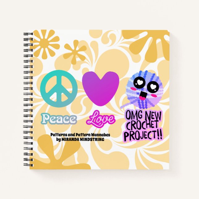 Funny hippie paix amour crochet motif carnet (Devant)