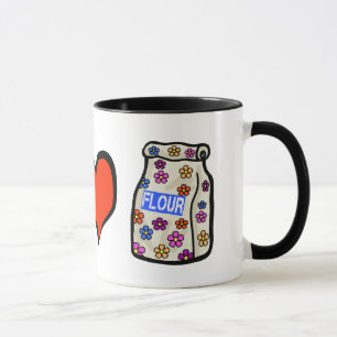 Funny Hippie Paix Amour Farine Pouvoir Baking Mug