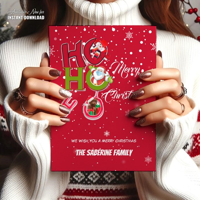 Funny HO HO Retro Christmas Holiday Carte postale (Créateur téléchargé)