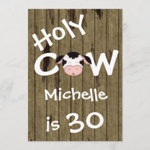 Funny Holy Cow 30th Humorisore Birthday Invitation