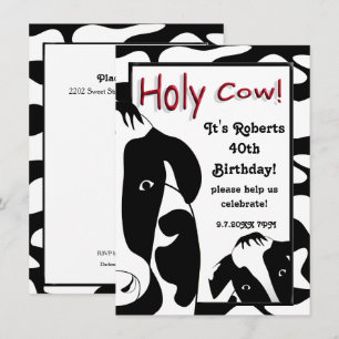 Funny Holy Cow 40th Birthday Party Invitation
