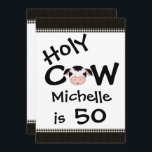 Funny Holy Cow 50th Birthday Party Invitation<br><div class="desc">Invitation humoristique personnalisée de la Saint-Vache 50e fête d'anniversaire en noir et blanc pour hommes et femmes.</div>