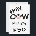 Funny Holy Cow 50th Birthday Party Invitation<br><div class="desc">Invitation humoristique personnalisée de la Saint-Vache 50e fête d'anniversaire en noir et blanc pour hommes et femmes.</div>