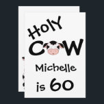 Funny Holy Cow 60th Birthday Party Invitation<br><div class="desc">Invitation humoristique personnalisée de la Saint-Vache 60e fête d'anniversaire en noir et blanc pour hommes et femmes.</div>