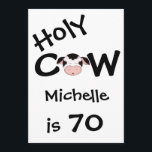 Funny Holy Cow 70th Birthday Party Invitation<br><div class="desc">Invitation humoristique personnalisée de la Saint-Vache 70e fête d'anniversaire en noir et blanc pour hommes et femmes.</div>