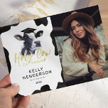Funny Holy Cow Photo Faire-part de graduation<br><div class="desc">Il est temps de célébrer votre diplôme avec une carte aussi unique et spéciale que vous êtes ! Faites-les sourire avec la drôle et rustique Funny Graduation Card avec une empreinte de vache et une vache comique portant une casquette de remise des diplômes et l'humour disant 'Holy Cow, I've Graduated!...</div>