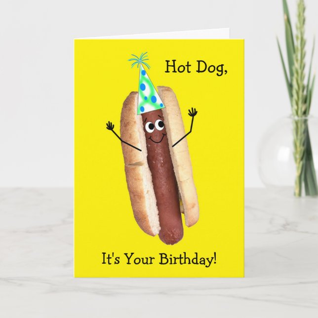 Funny Hot Dog carte d'anniversaire pour n'importe  (Devant)