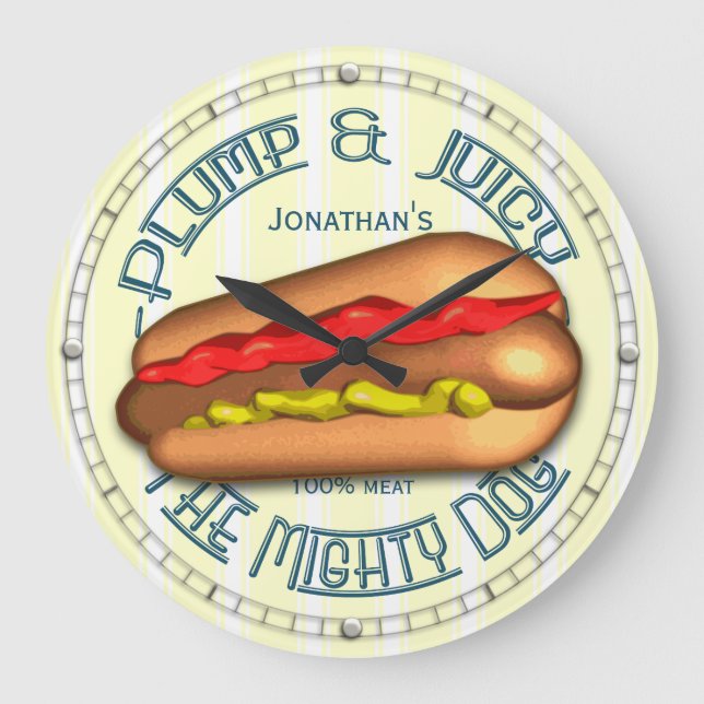 Funny Hotdog, horloge personnalisée de cuisine (Recto)