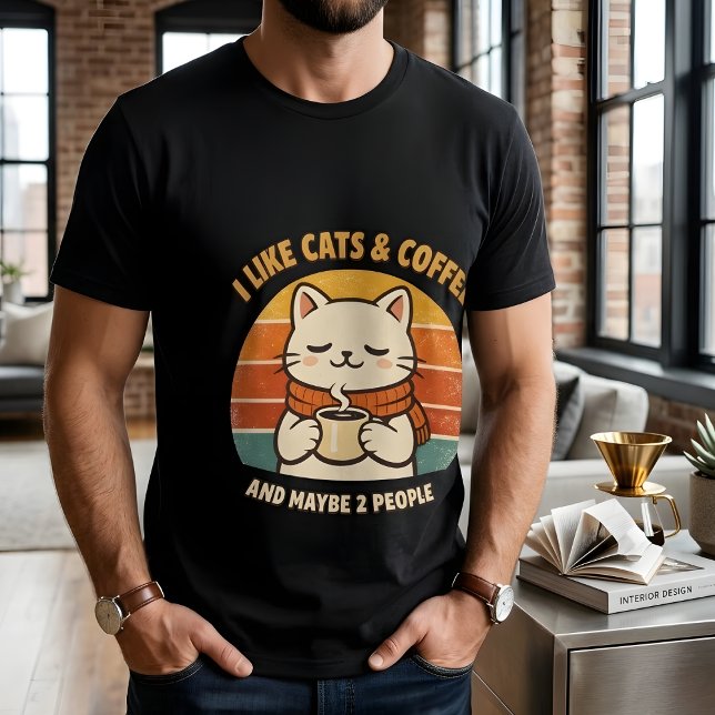 Funny Introvert Cat I Like Cats & Coffee T-Shirt (Créateur téléchargé)
