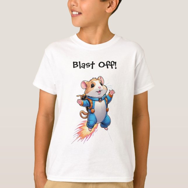Funny Jetpack Hamster Kids T-Shirt (Devant)