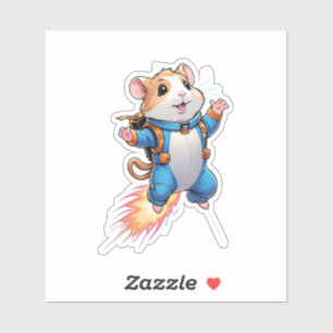 Funny Jetpack Hamster Sticker Cartoon Animal