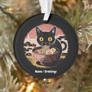 Funny Kawaii Chat Manger Ramen nouilles mignonnes 