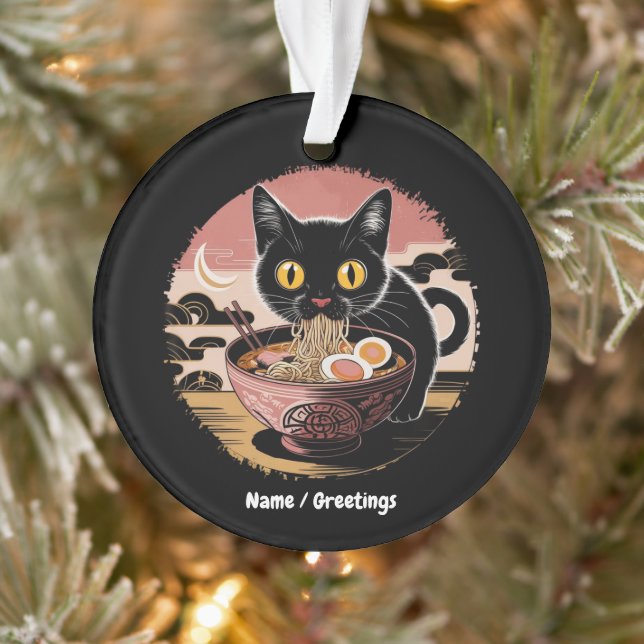 Funny Kawaii Chat Manger Ramen nouilles mignonnes  (Arbre)