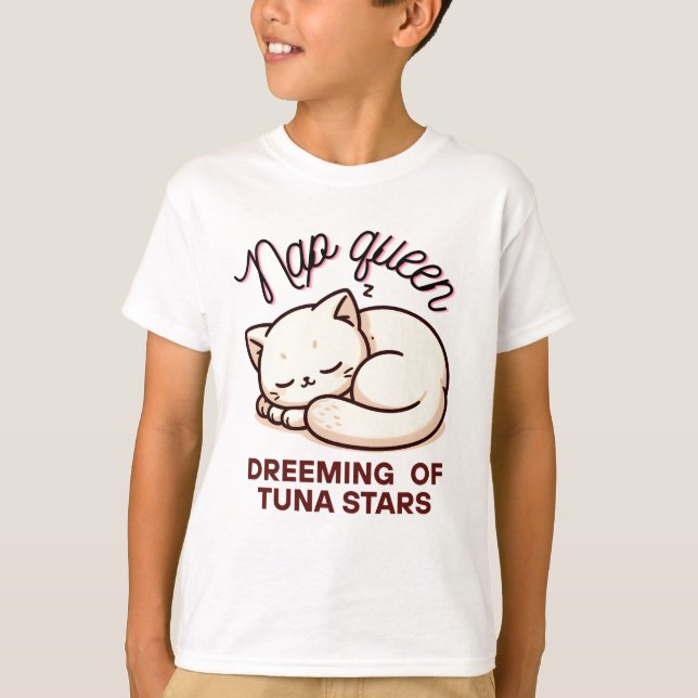 Funny Kawaii chat Nap Queen T-shirt (Devant)