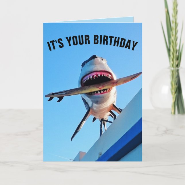FUNNY KILLER SHARK CARTES D'ANNIVERSAIRE (Devant)