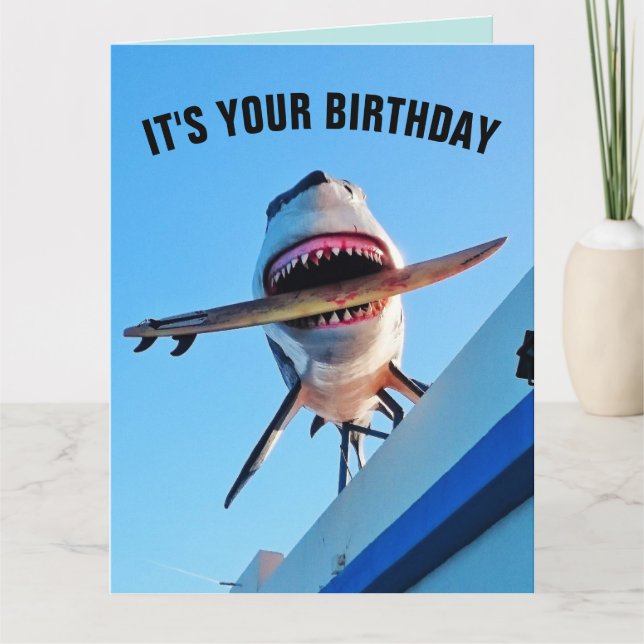 FUNNY KILLER SHARK GROS CARTES D'ANNIVERSAIRE (Devant)