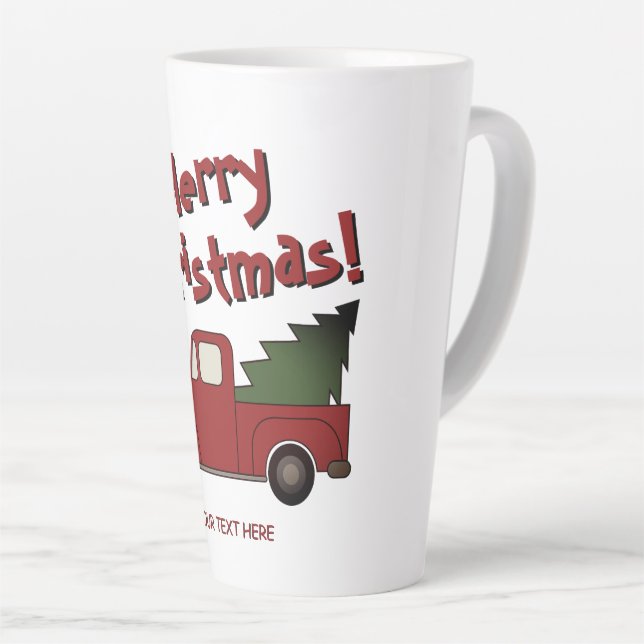 Funny latte mug with red truck and Christmas tree (Angle droit)