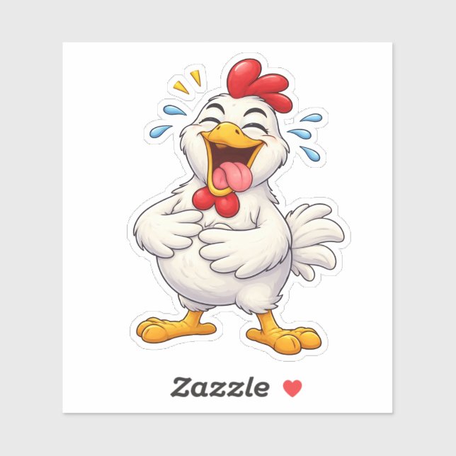 Funny Laughing Chicken Custom-Cut Vinyl Sticker (Feuille)
