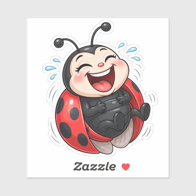 Funny Laughing Ladybug Custom-Cut Vinyl Sticker (Feuille)