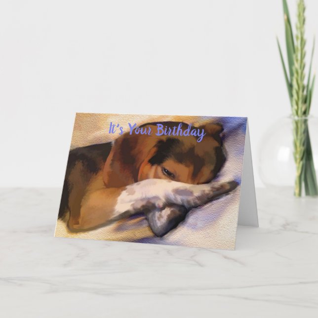 Funny Lazy Beagle Carte d'anniversaire (Devant)